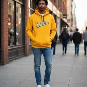 Majestic Gold Hoodie with Green Accents